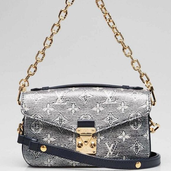 Louis Vuitton Blue/Silver Monoglam Canvas Pochette Metis East/West Bag - Picture 1 of 12